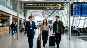 Airport transit assistance for passengers with connecting flights
